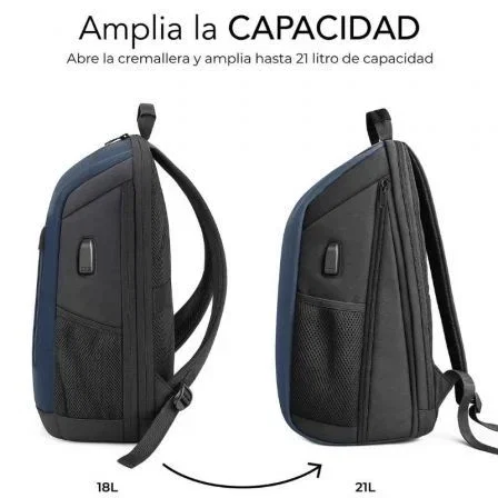 Subblim Mochila SUBBP-5NXAP02 Xpand Air Padding para Portátil 15.6", Protección 360°, 21L Expandible, USB-C, Azul, Unisex Subblim Mochila SUBBP-5NXAP02 Xpand Air Padding para Portátil 15.6", Protección 360°, 21L Expandible, USB-C, Azul, Unisex